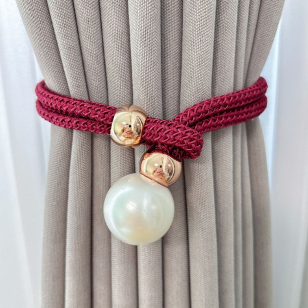 Lustra Curtain Tiebacks - Faux Pearl, Adjustable Holdbacks for Elegant Drapery