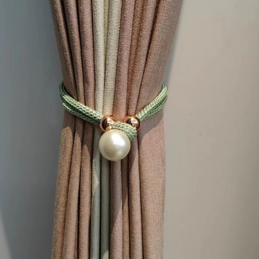 Lustra Curtain Tiebacks - Faux Pearl, Adjustable Holdbacks for Elegant Drapery