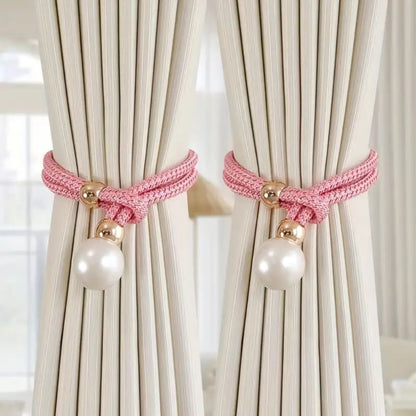 Lustra Curtain Tiebacks - Faux Pearl, Adjustable Holdbacks for Elegant Drapery