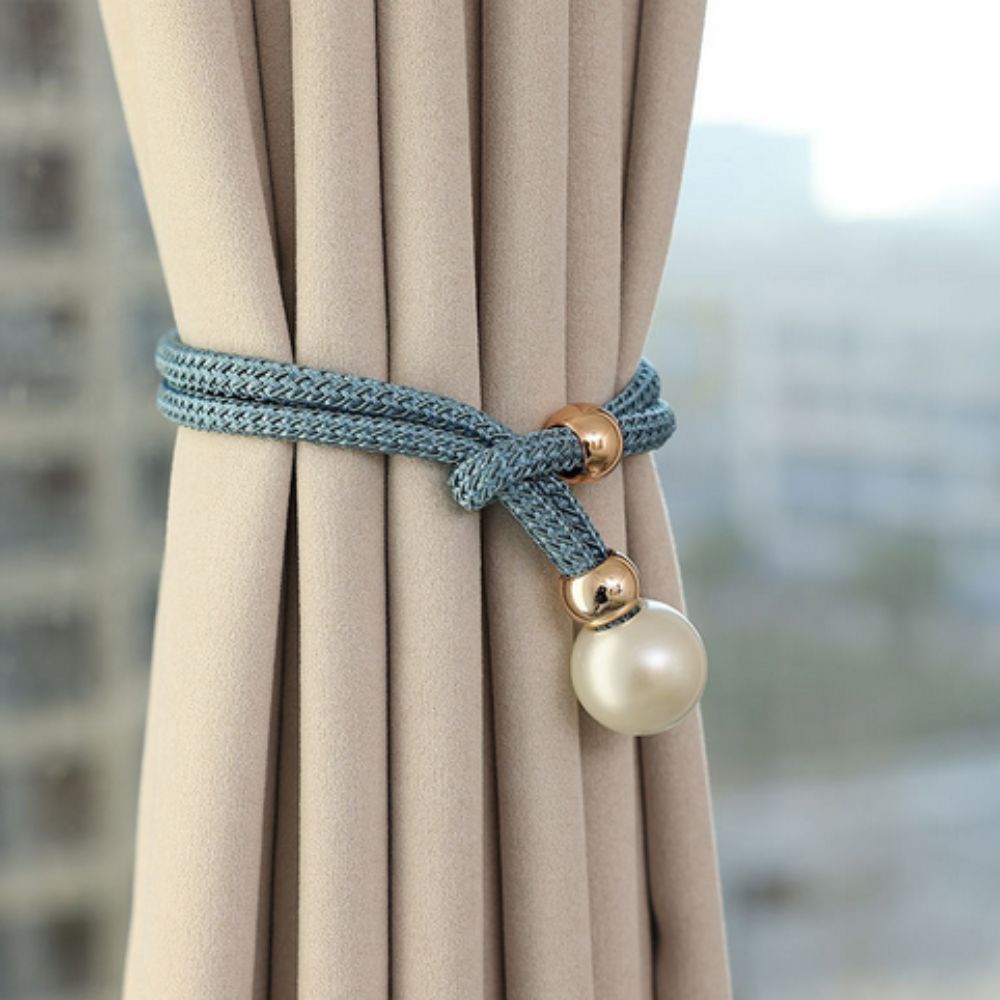 Lustra Curtain Tiebacks - Faux Pearl, Adjustable Holdbacks for Elegant Drapery