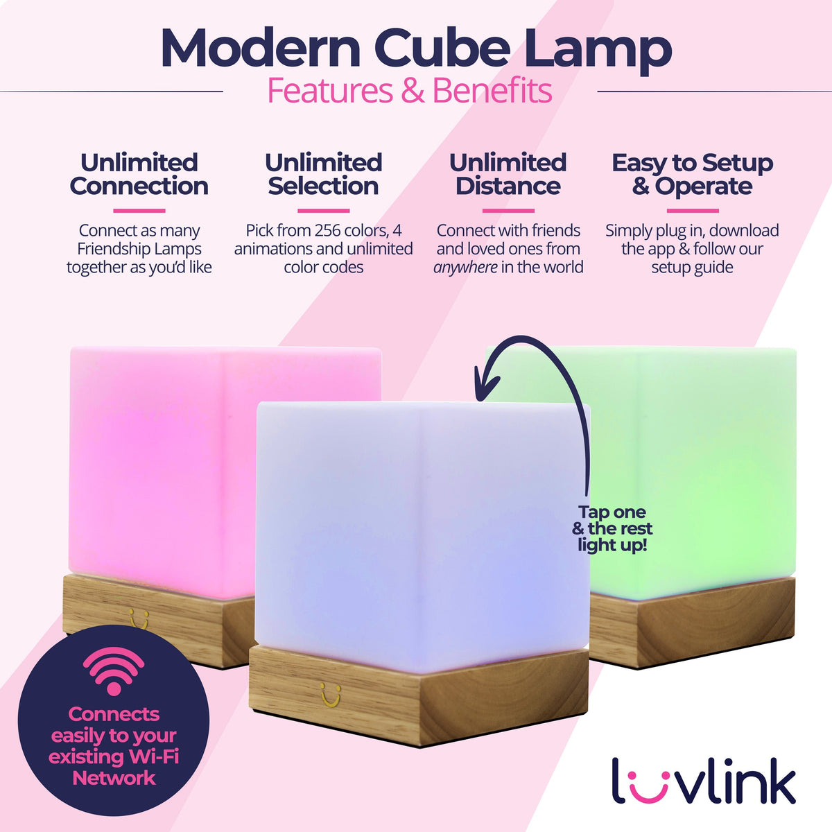 LuvLink | Friendship Lamp with Stylish Design & Instant Connection | Perfect Long Distance Gift