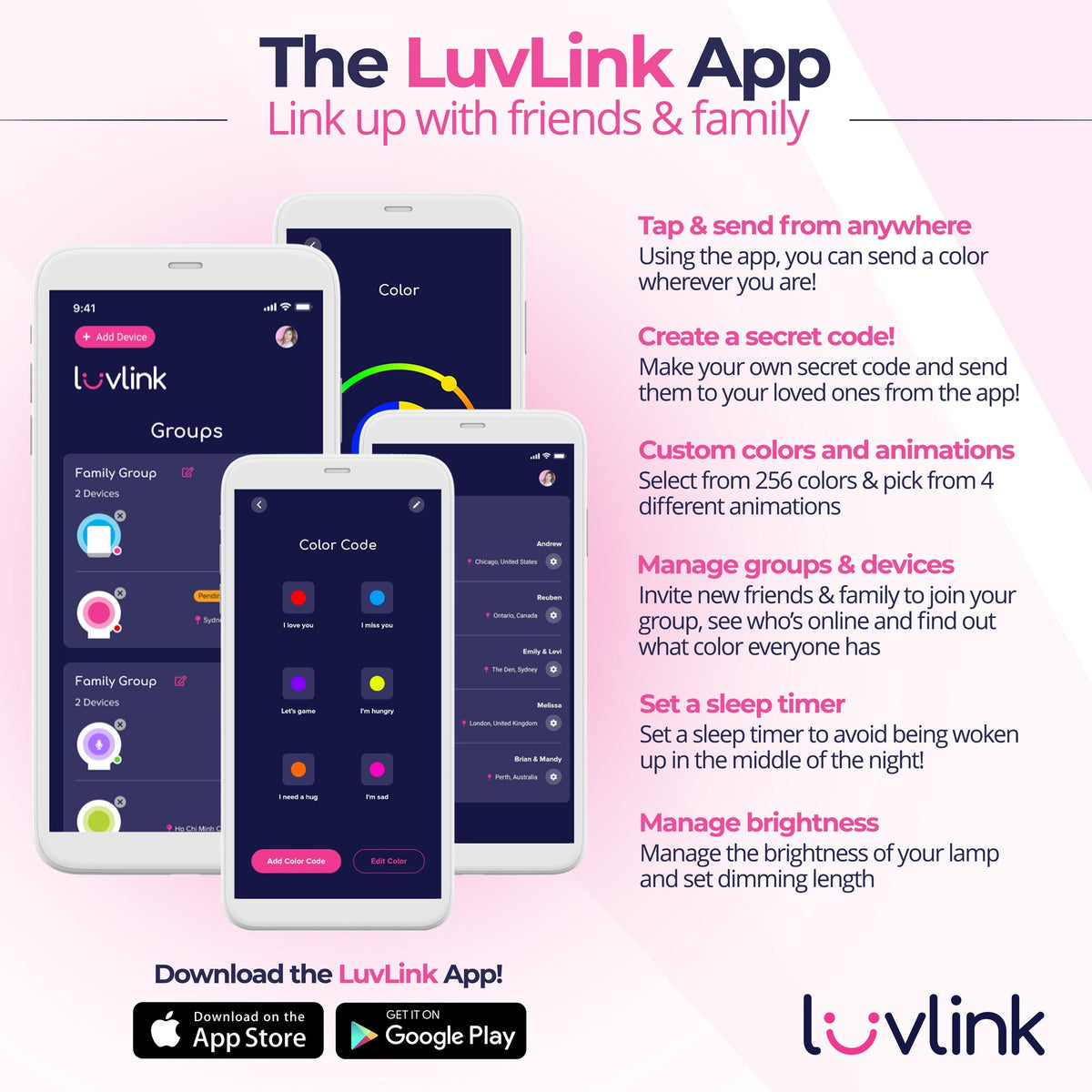 LuvLink | Friendship Lamp with Stylish Design & Instant Connection | Perfect Long Distance Gift
