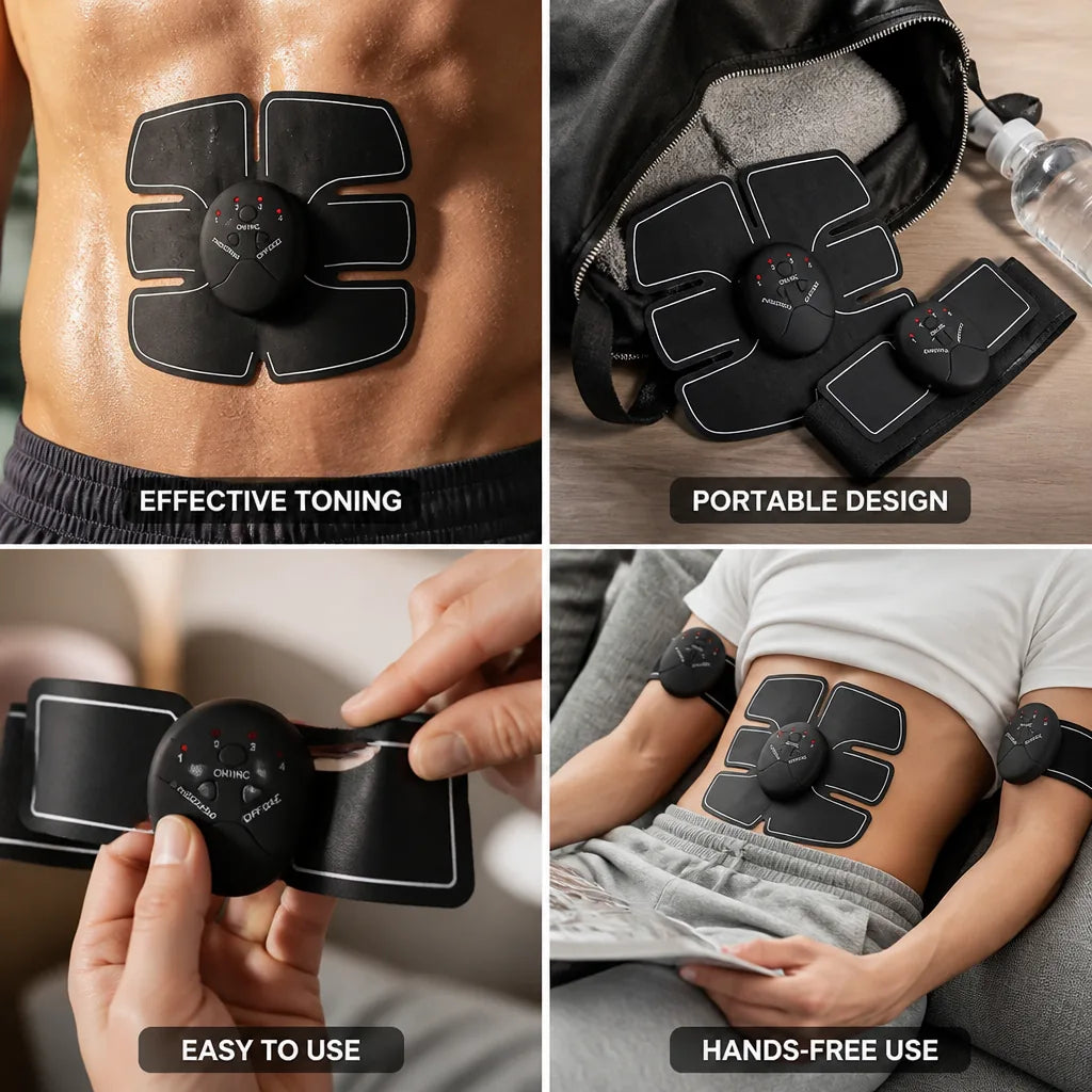 Stimulateur musculaire abdominal EMS portable alimenté par piles