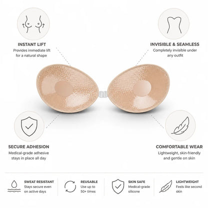 Adhesive Bra Strapless Instant Lift Medical-Grade Silicone