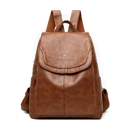 Sac à dos en cuir de vachette, compartiments multiples et fermeture sécurisée