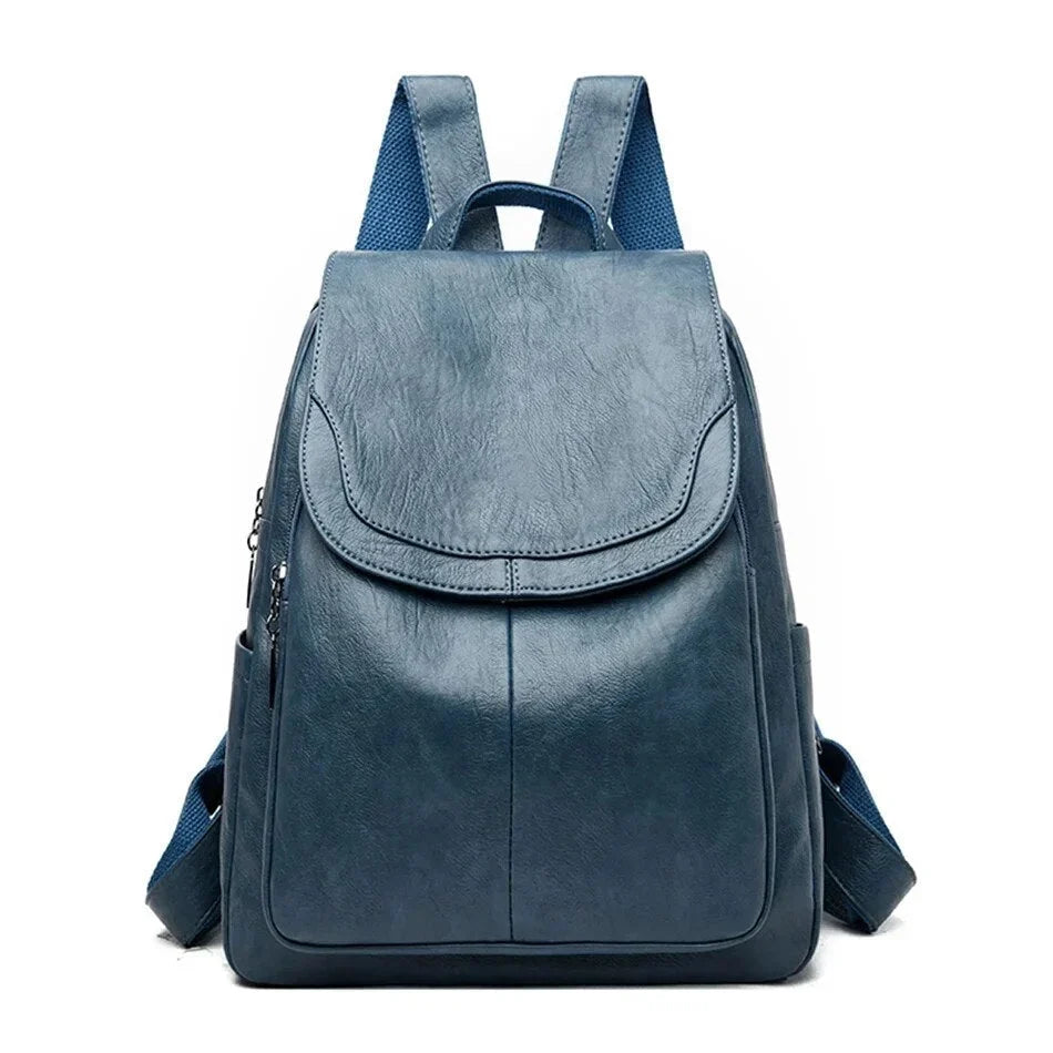Sac à dos en cuir de vachette, compartiments multiples et fermeture sécurisée