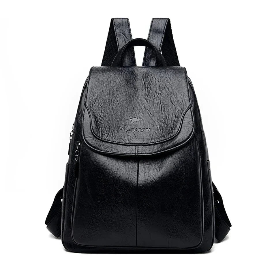 Sac à dos en cuir de vachette, compartiments multiples et fermeture sécurisée
