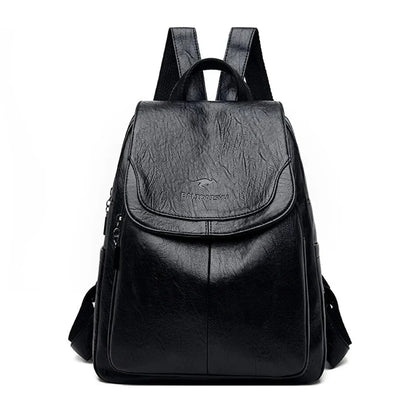 Sac à dos en cuir de vachette, compartiments multiples et fermeture sécurisée
