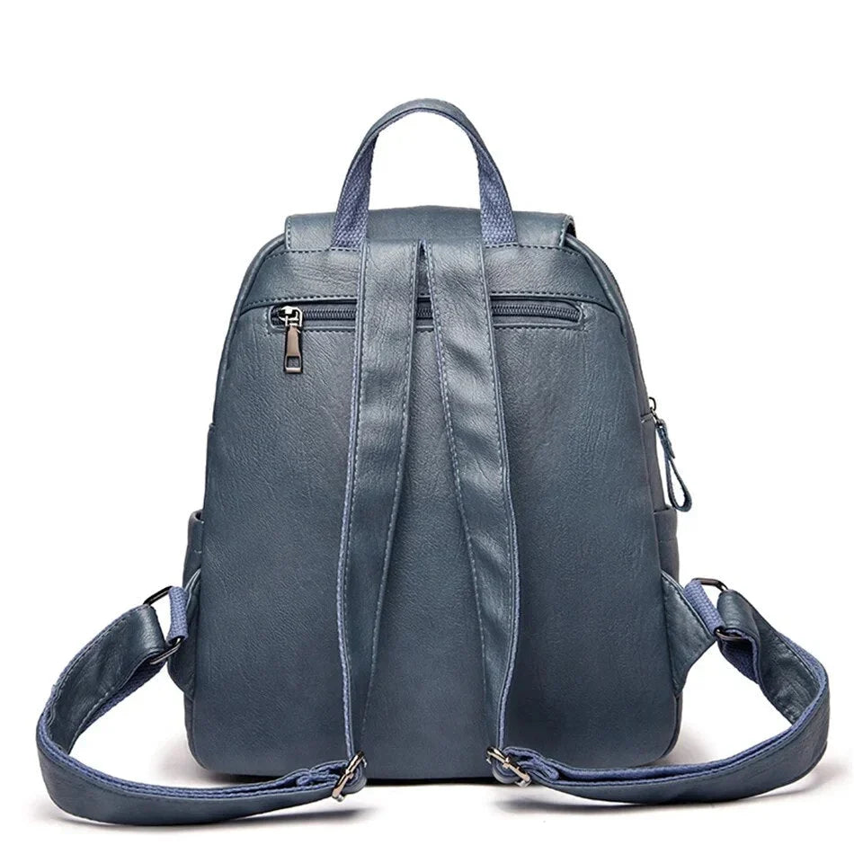 Sac à dos en cuir de vachette, compartiments multiples et fermeture sécurisée