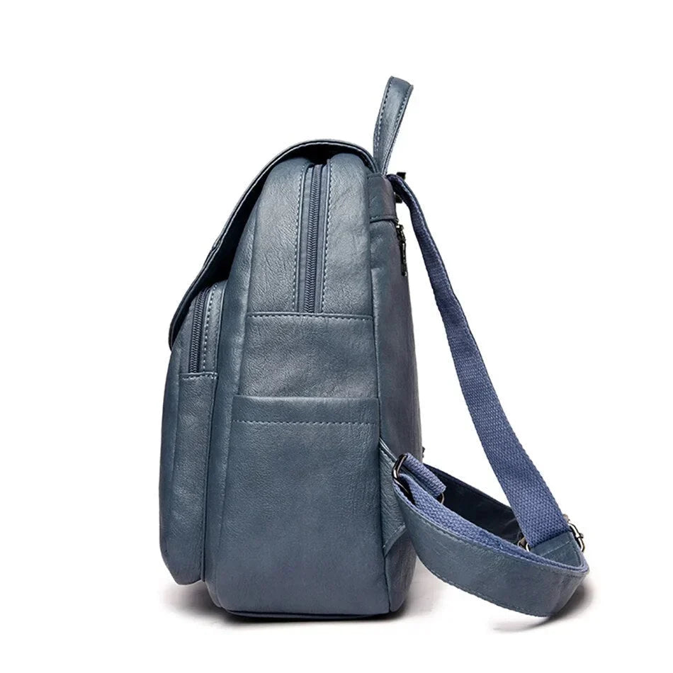 Sac à dos en cuir de vachette, compartiments multiples et fermeture sécurisée