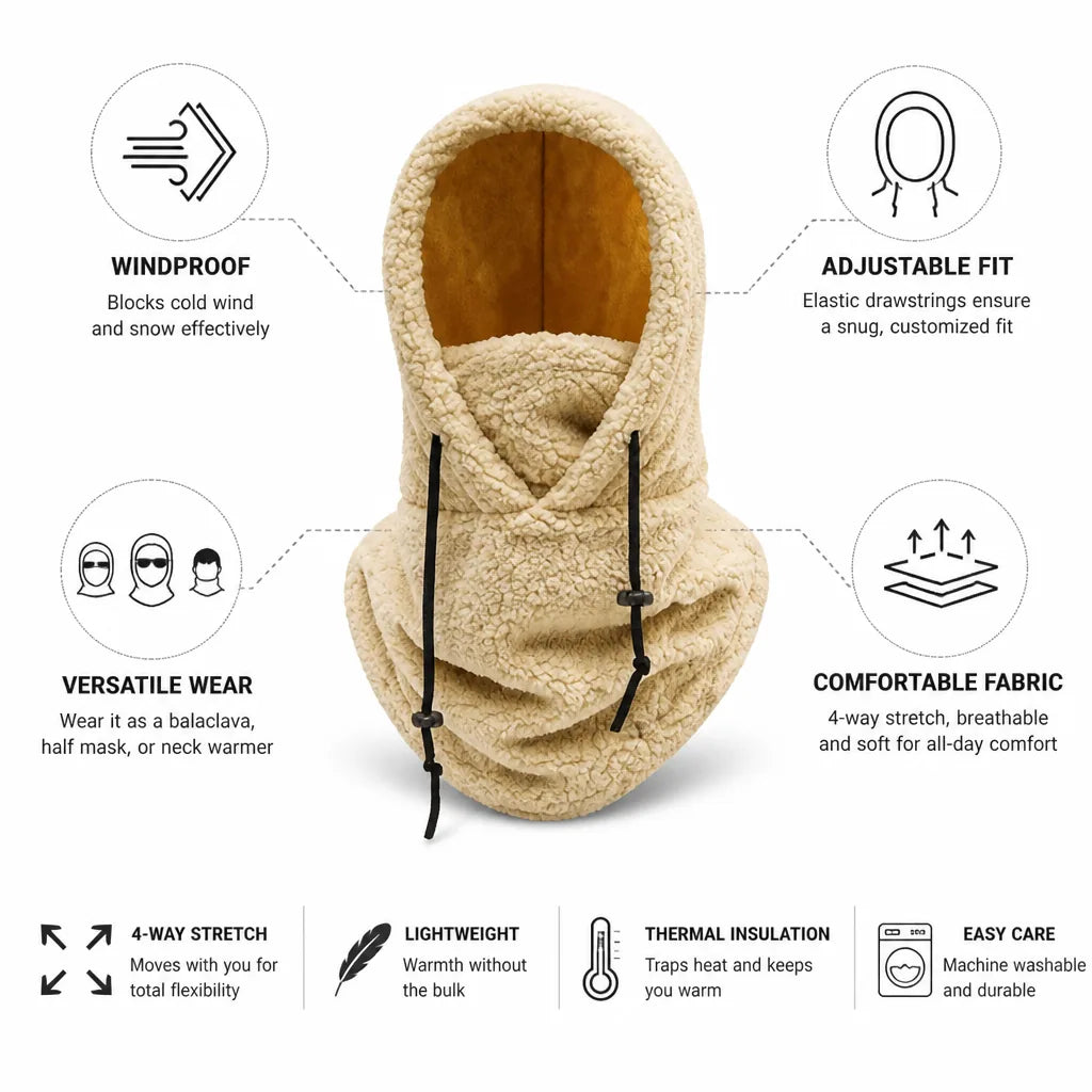Cagoule convertible et coupe-vent ajustable