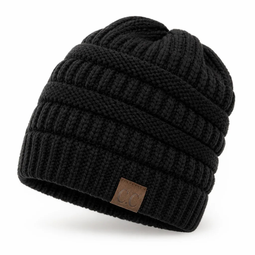 Bonnet avec ouverture pour queue de cheval, doux et extensible, en acrylique