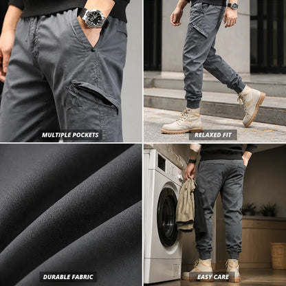 Cargo Pants Multiple Pockets Relaxed Fit Cotton Blend
