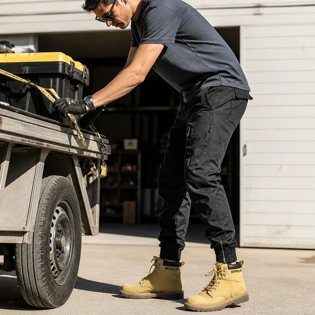 Pantalon cargo multipoches avec poignets zippés