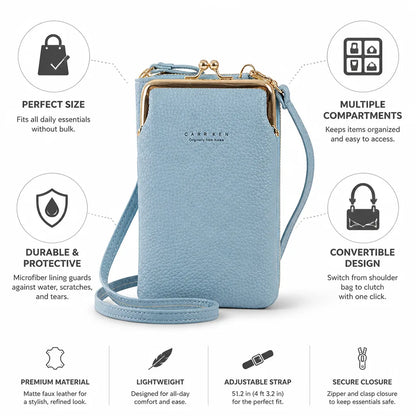 Crossbody Bag Convertible Matte Faux Leather Multiple Compartments