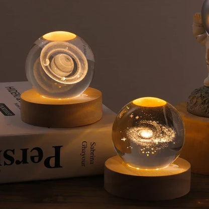 Crystal Ball Night Light 3D Engraved Warm White LED