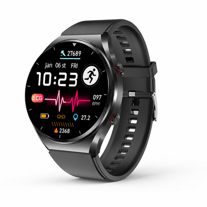 Montre intelligente de santé avec ECG, détection de la FA et autonomie de 15 jours sans mesure de la glycémie