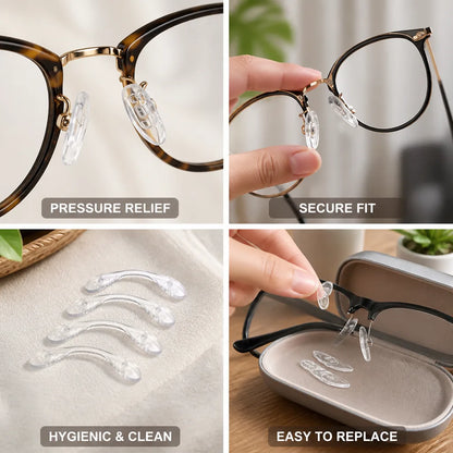 Plaquettes de nez transparentes en silicone antidérapant pour lunettes, lot de 5