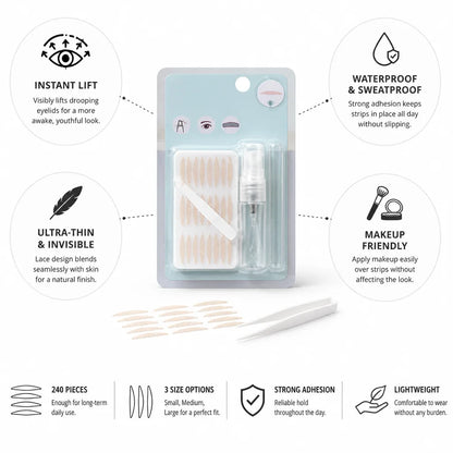 Eyelid Lifting Strips Invisible Lace Makeup-Friendly Waterproof 240 Pieces