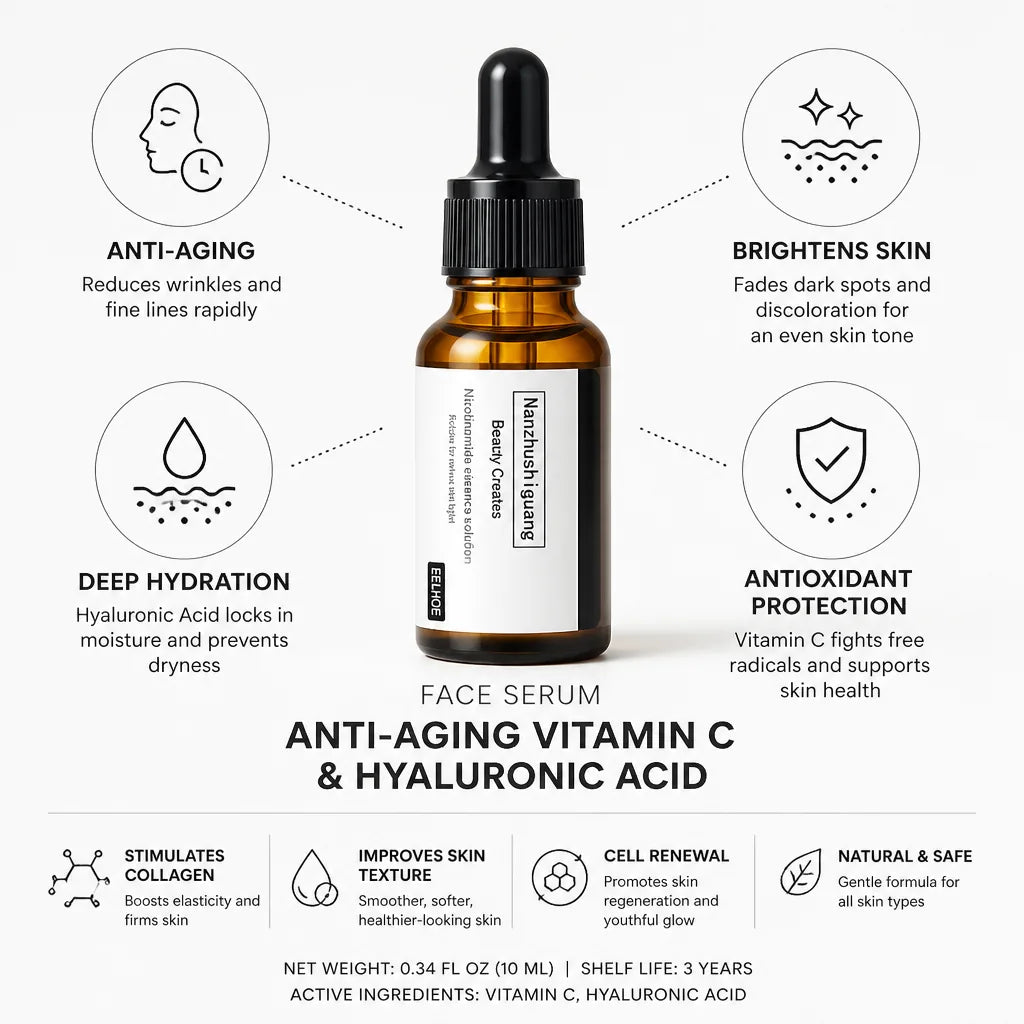 Sérum visage anti-âge à la vitamine C et à l'acide hyaluronique