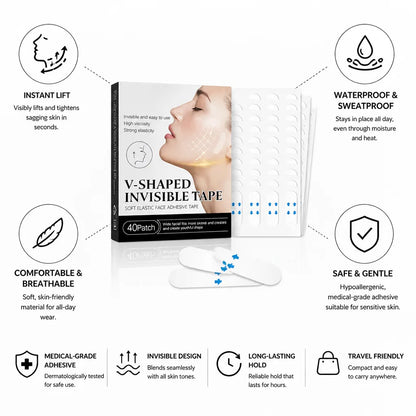 Bande de lifting facial invisible, adhésif imperméable de qualité médicale