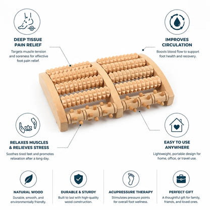 Foot Massage Roller Wooden Acupressure Pain Relief