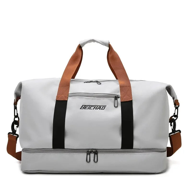 Sac de sport en cuir déperlant avec compartiment étanche et rangement pour chaussures
