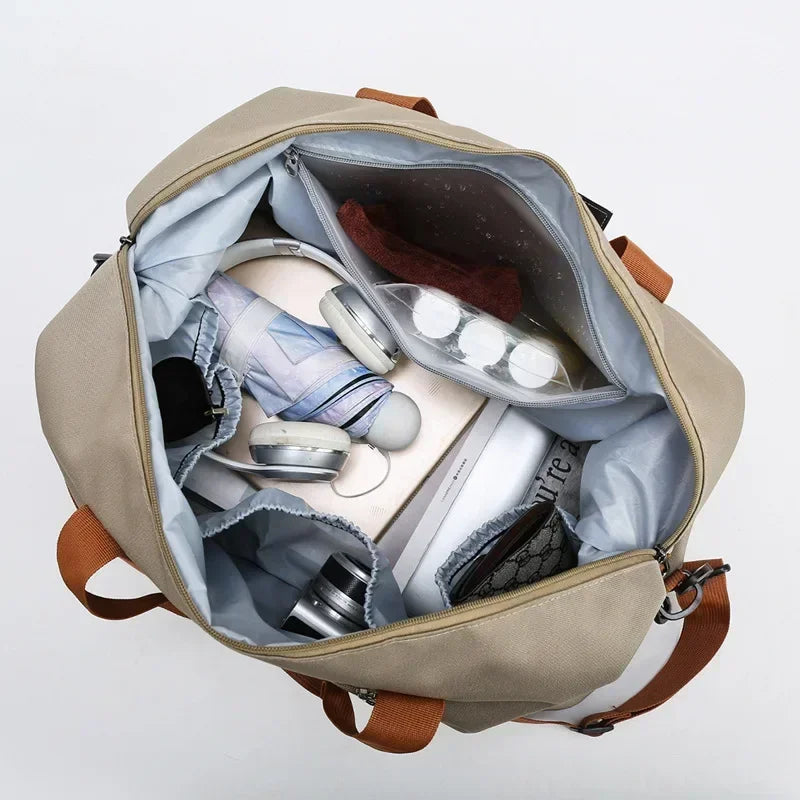 Sac de sport en cuir déperlant avec compartiment étanche et rangement pour chaussures