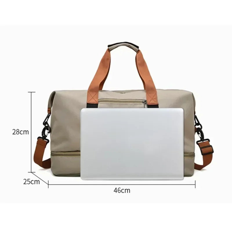 Sac de sport en cuir déperlant avec compartiment étanche et rangement pour chaussures