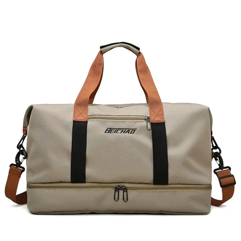 Sac de sport en cuir déperlant avec compartiment étanche et rangement pour chaussures