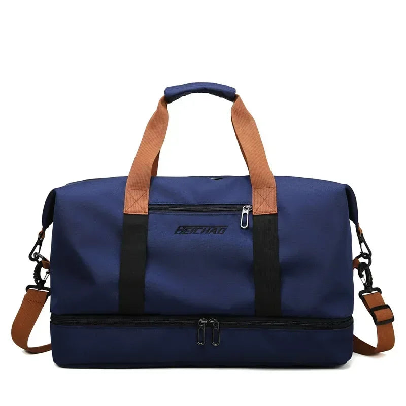 Sac de sport en cuir déperlant avec compartiment étanche et rangement pour chaussures