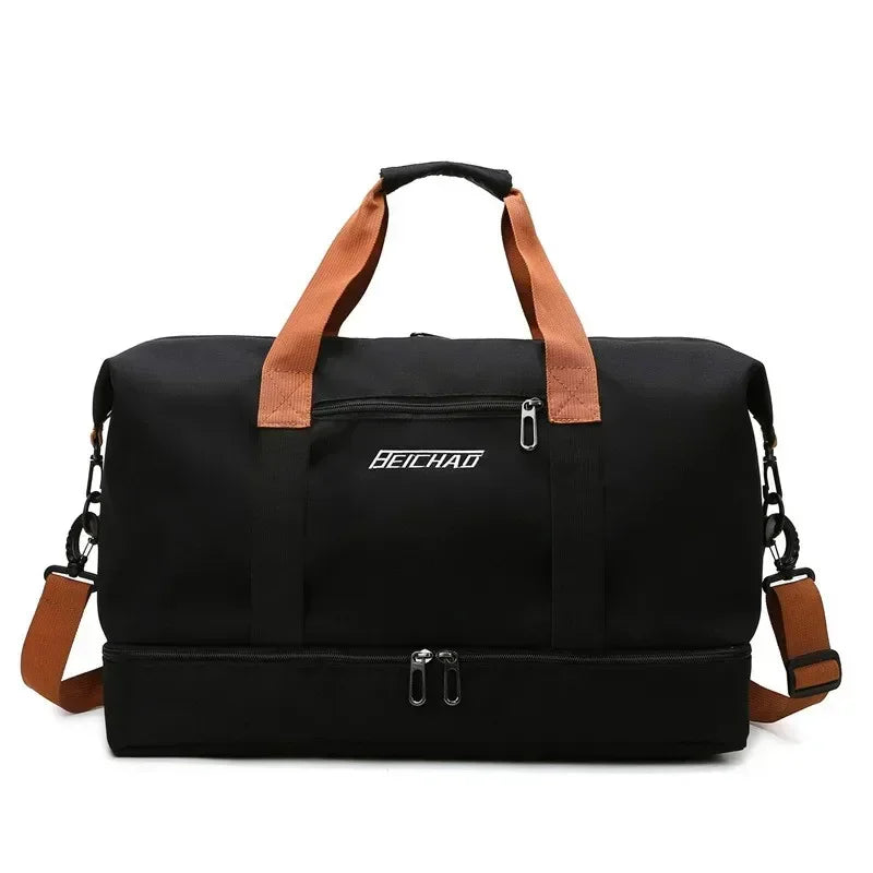 Sac de sport en cuir déperlant avec compartiment étanche et rangement pour chaussures