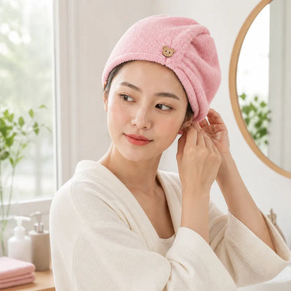 Serviette pour cheveux en microfibre ultra-absorbante avec bouton de fermeture