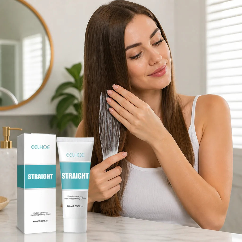 Crème lissante à la kératine et à l'huile d'argan, contrôle des frisottis