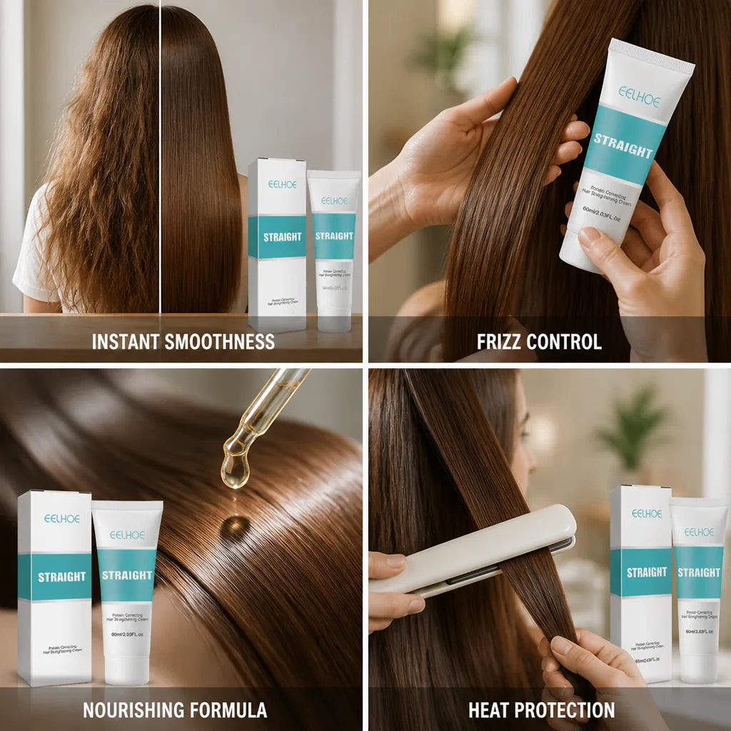 Crème lissante à la kératine et à l'huile d'argan, contrôle des frisottis