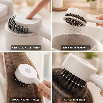 Brosse à cheveux autonettoyante en un clic, coussin d'air massant pour le cuir chevelu, poils anti-frisottis