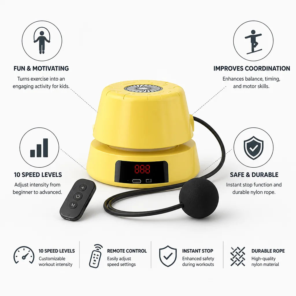 Corde à sauter automatique 10 vitesses avec télécommande