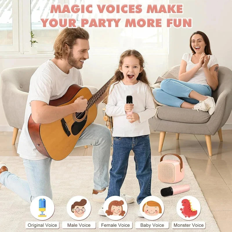 Machine de karaoké pour enfants Bluetooth avec deux microphones sans fil