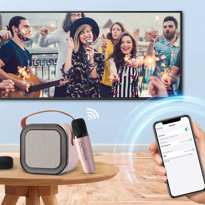 Machine de karaoké pour enfants Bluetooth avec deux microphones sans fil