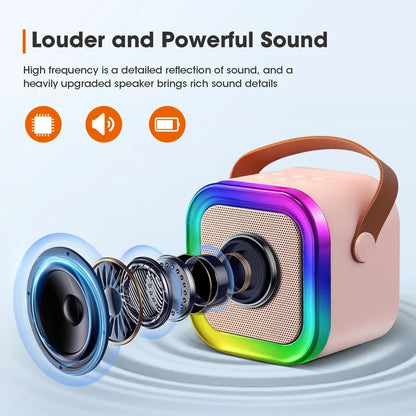 Machine de karaoké pour enfants Bluetooth avec deux microphones sans fil