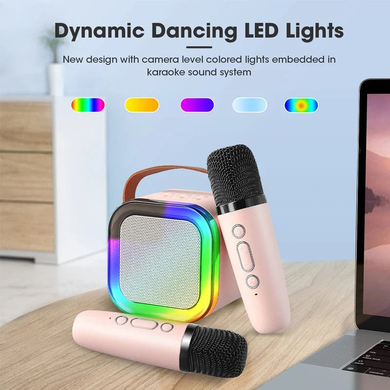 Machine de karaoké pour enfants Bluetooth avec deux microphones sans fil
