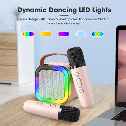 Machine de karaoké pour enfants Bluetooth avec deux microphones sans fil