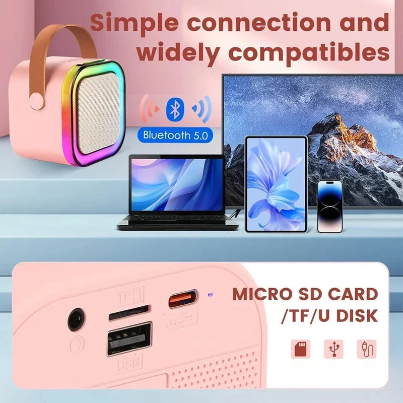 Machine de karaoké pour enfants Bluetooth avec deux microphones sans fil