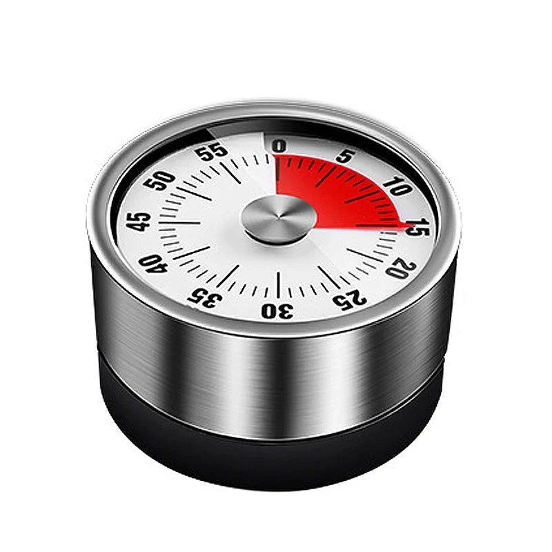 Kitchen Timer Mechanical Magnetic Back Stainless Steel