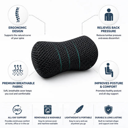 Coussin de soutien lombaire, contour ergonomique, soulagement des douleurs dorsales