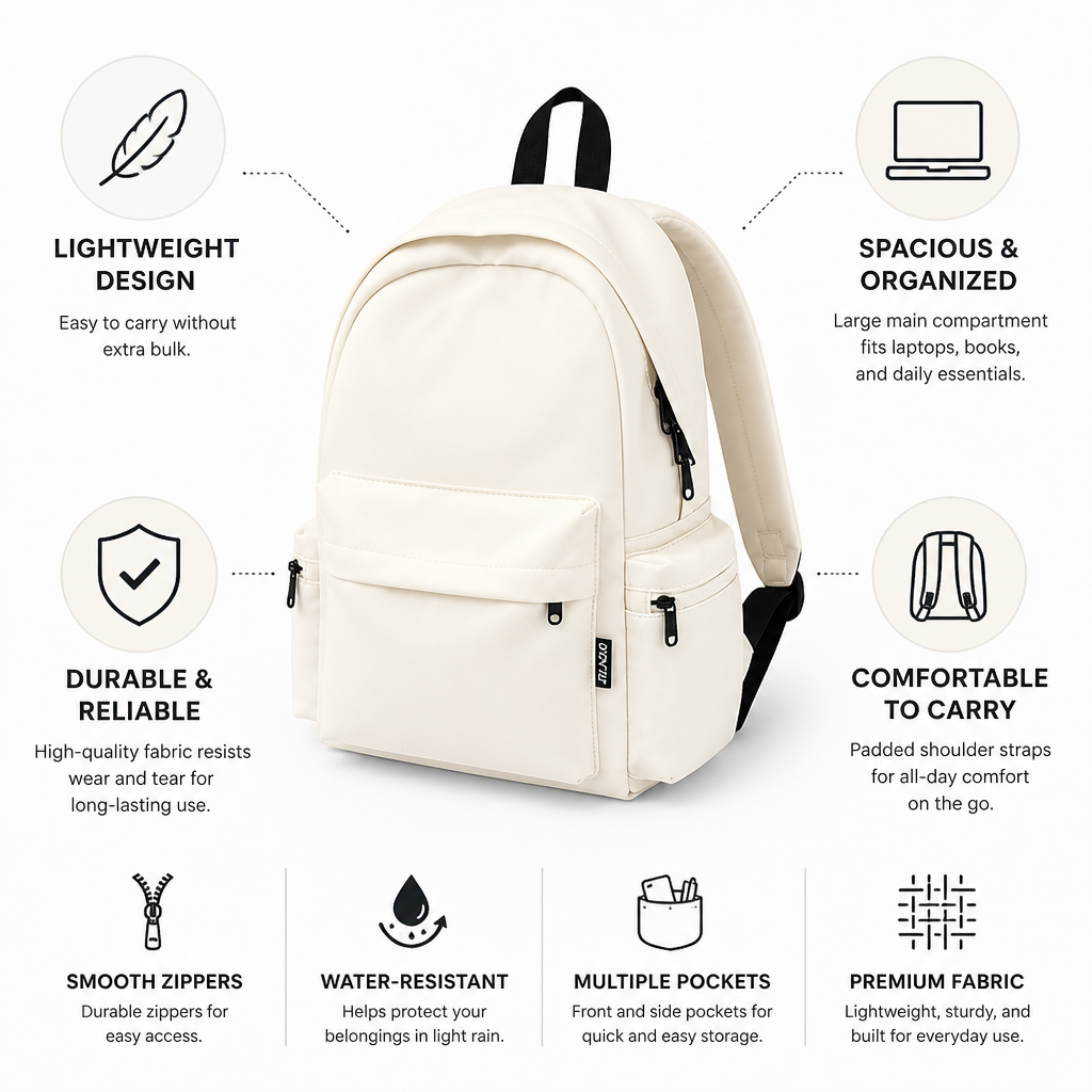 Sac à dos scolaire léger et résistant (bretelles rembourrées)