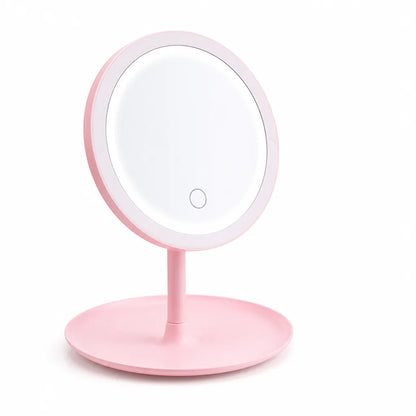Miroir de maquillage grossissant 5x, LED réglable et rechargeable par USB
