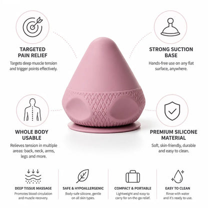 Balle de massage pour tissus profonds avec base ventouse en silicone