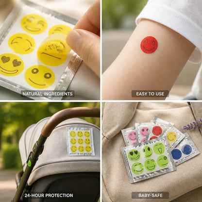 Autocollants anti-moustiques aux huiles essentielles naturelles, sans danger pour les bébés, protection 24 heures.