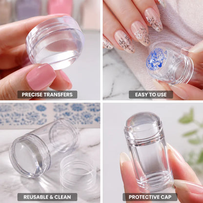 Nail Art Stamper Clear Silicone & Protective Cap